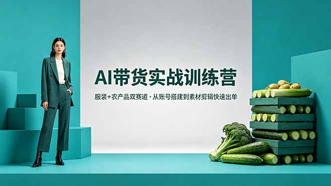 AI带货实战训练营，服装+农产品双赛道，从账号搭建到素材剪辑快速出单-淘金社:轻创终点站