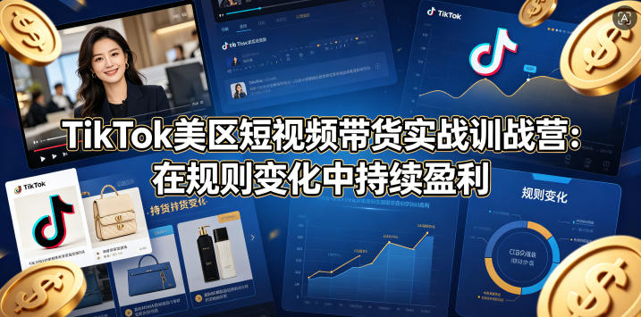 TikTok美区短视频带货实战训战营：在规则变化中持续盈利-淘金社:轻创终点站