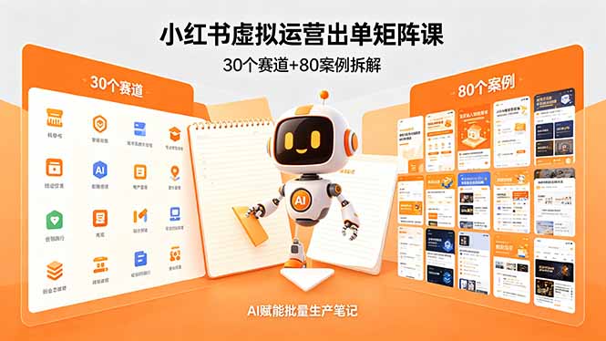 小红书虚拟运营出单矩阵课：30个赛道+80案例拆解，AI赋能批量生产笔记-淘金社:轻创终点站