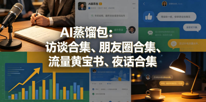 AI蒸馏包：访谈合集、朋友圈合集、流量黄宝书、夜话合集【文档】-淘金社:轻创终点站