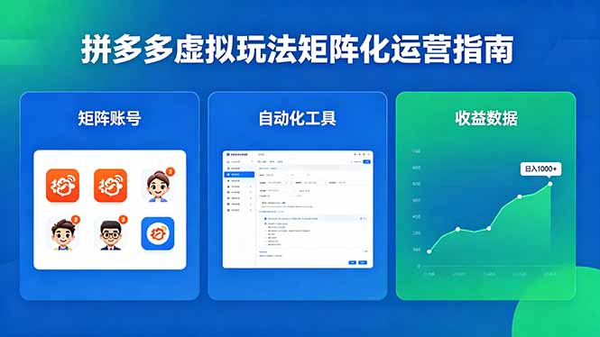 闭眼可复制的拼多多虚拟玩法，矩阵化运营，长期稳定日入 1000+-淘金社:轻创终点站