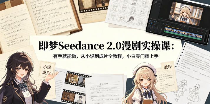 即梦Seedance 2.0漫剧实操课：有手就能做，从小说到成片全教程，小白零门槛上手-淘金社:轻创终点站