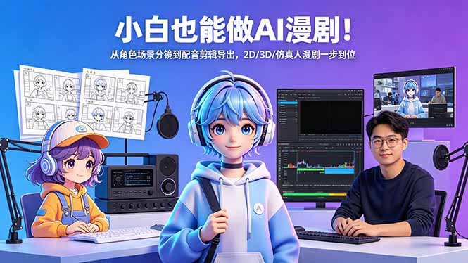 小白也能做AI漫剧！从角色场景分镜到配音剪辑导出，2D/3D/仿真人漫剧一步到位-淘金社:轻创终点站