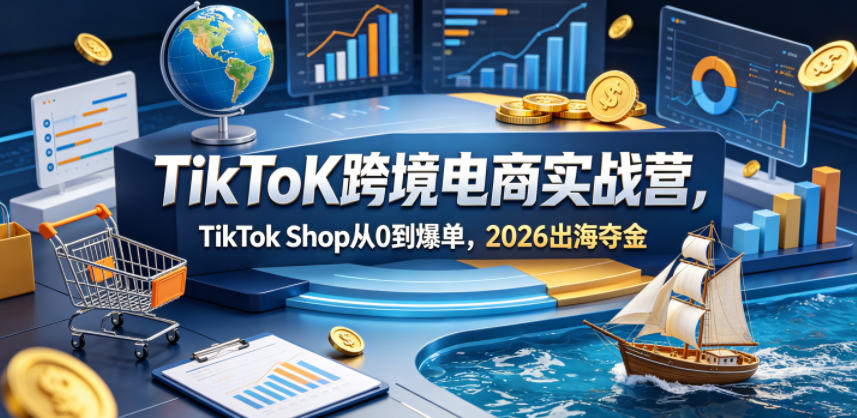 TikToK跨境电商实战营，TikTok Shop从0到爆单，2026出海夺金-淘金社:轻创终点站