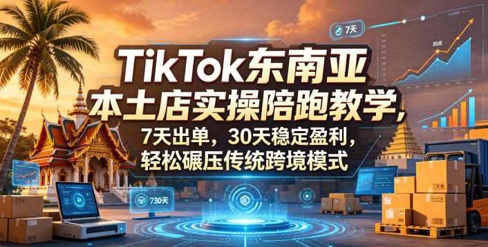TikTok东南亚本土店实操陪跑教学，7天出单，30天稳定盈利，轻松碾压传统跨境模式-淘金社:轻创终点站