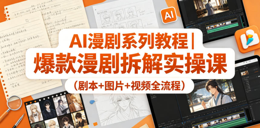 AI漫剧系列教程｜爆款漫剧拆解实操课(剧本+图片+视频全流程)-淘金社:轻创终点站