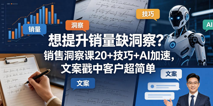 想提升销量缺洞察？销售洞察课20+技巧+AI加速，文案戳中客户超简单【原创双语字幕】-淘金社:轻创终点站