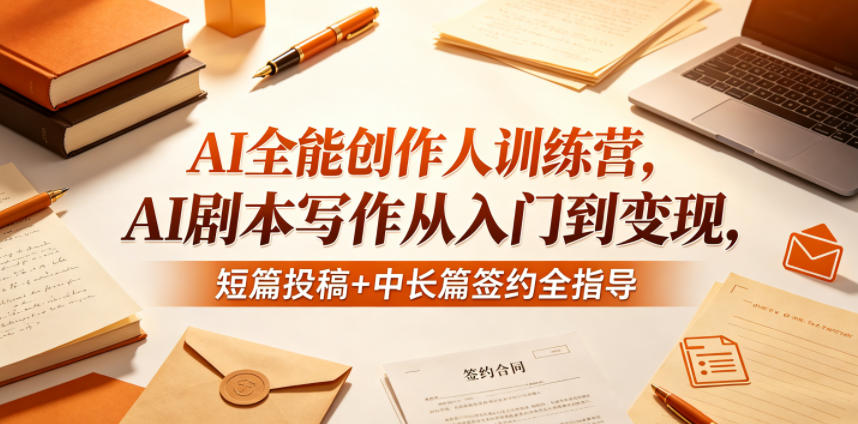 AI全能创作人训练营，AI剧本写作从入门到变现，短篇投稿+中长篇签约全指导-淘金社:轻创终点站