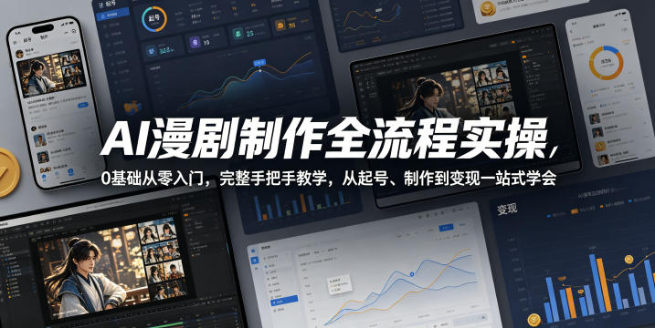 AI漫剧制作全流程实操，0基础从零入门，完整手把手教学，从起号、制作到变现一站式学会-淘金社:轻创终点站