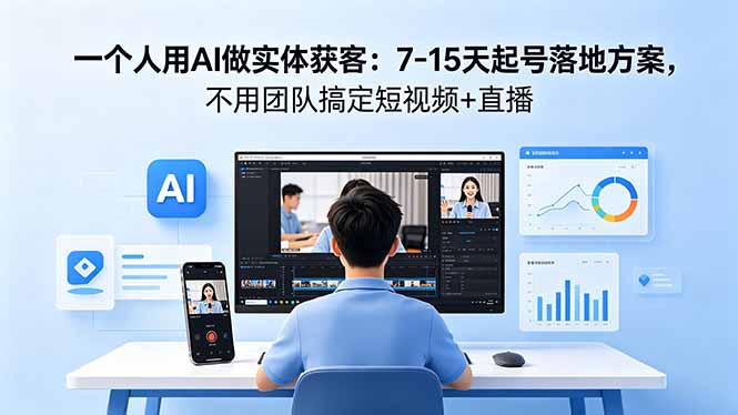 一个人用AI做实体获客：7-15天起号落地方案，不用团队搞定短视频+直播-淘金社:轻创终点站