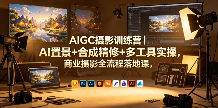 AIGC摄影训练营｜AI置景+合成精修+多工具实操，商业摄影全流程落地课-淘金社:轻创终点站