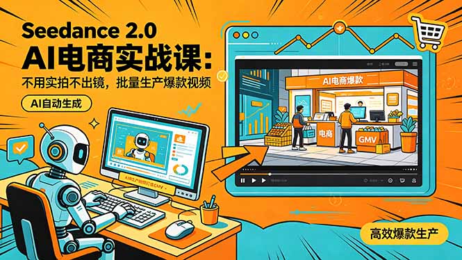 Seedance 2.0 AI电商实战课：不用实拍不出镜，批量生产爆款视频打爆GMV-淘金社:轻创终点站