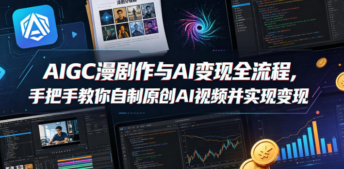 AIGC漫剧创作与AI变现全流程，手把手教你自制原创AI视频并实现变现-淘金社:轻创终点站