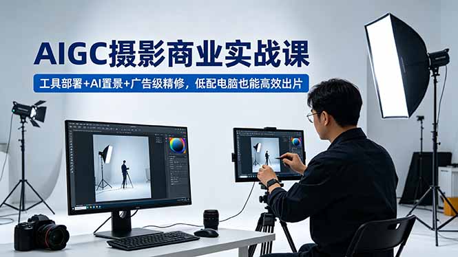 AIGC 摄影商业实战课,工具部署+AI置景+广告级精修,低配电脑也能高效出片-淘金社:轻创终点站
