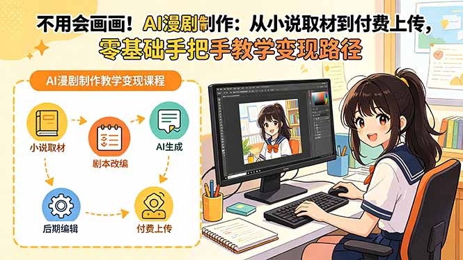 不用会画画！AI漫剧制作：从小说取材到付费上传，零基础手把手教学变现路径-淘金社:轻创终点站