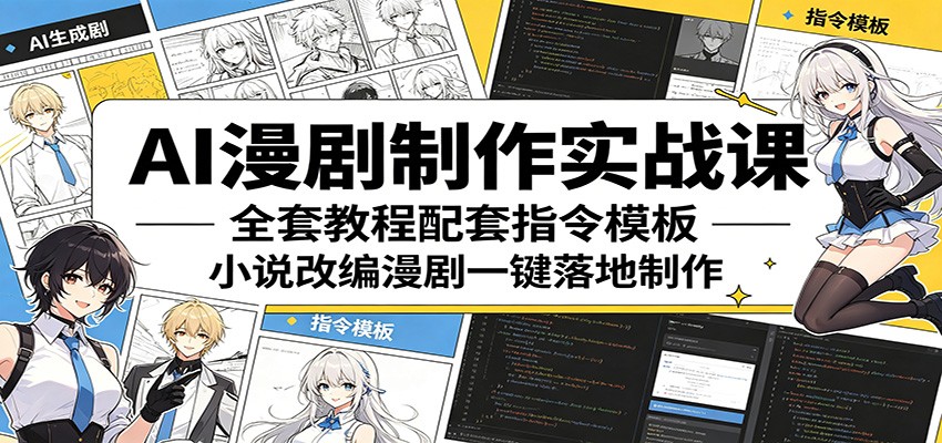AI漫剧制作实战课：全套教程配套指令模板，小说改编漫剧一键落地制作-淘金社:轻创终点站
