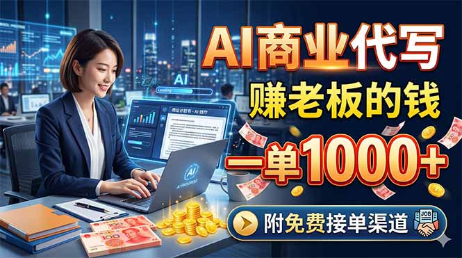 AI商业代写，赚老板的钱，一单1000+，附免费接单渠道-淘金社:轻创终点站