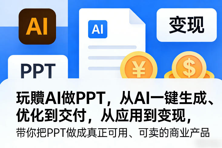 玩賺AI做PPT，从AI一键生成、优化到交付，从应用到变现，带你把PPT做成真正可用、可卖的商业产品(更新0513)-淘金社:轻创终点站
