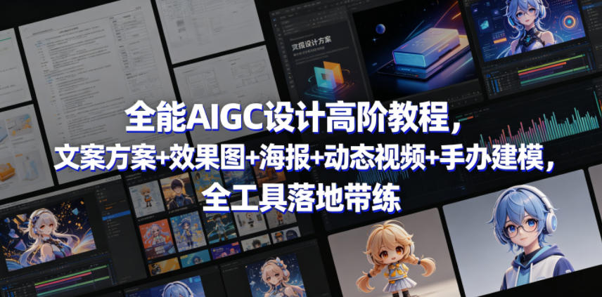 全能AIGC设计高阶教程，文案方案+效果图+海报+动态视频+手办建模，全工具落地带练-淘金社:轻创终点站