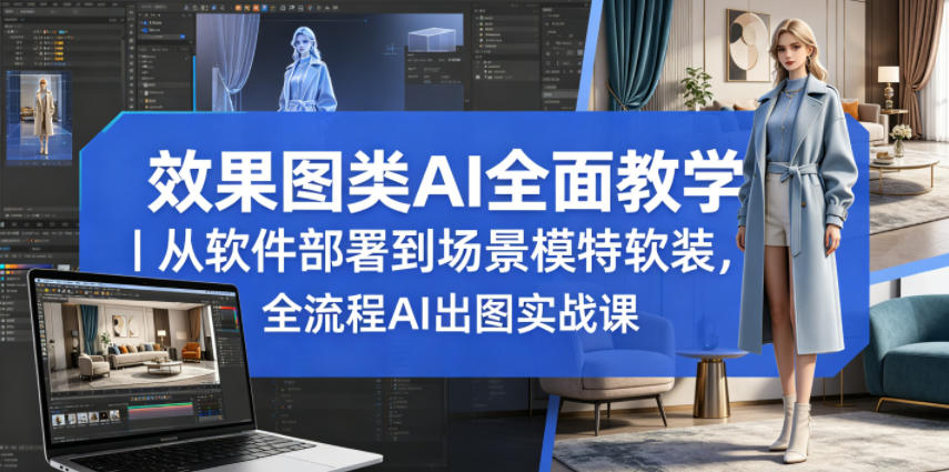 效果图类AI全面教学｜从软件部署到场景模特软装，全流程AI出图实战课-淘金社:轻创终点站
