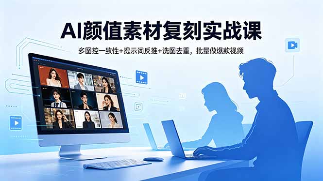 AI颜值素材复刻实战课，多图控一致性+提示词反推+洗图去重，批量做爆款视频-淘金社:轻创终点站