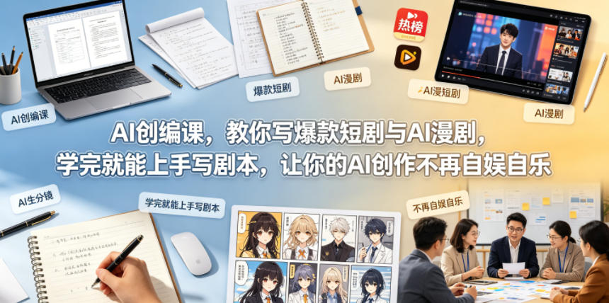 AI创编课，教你写爆款短剧与AI漫剧，学完就能上手写剧本，让你的AI创作不再自娱自乐-淘金社:轻创终点站