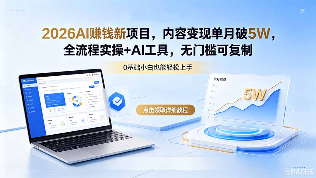 2026AI赚钱新项目,内容变现单月破5W,全流程实操+AI工具,无门槛可复制-淘金社:轻创终点站