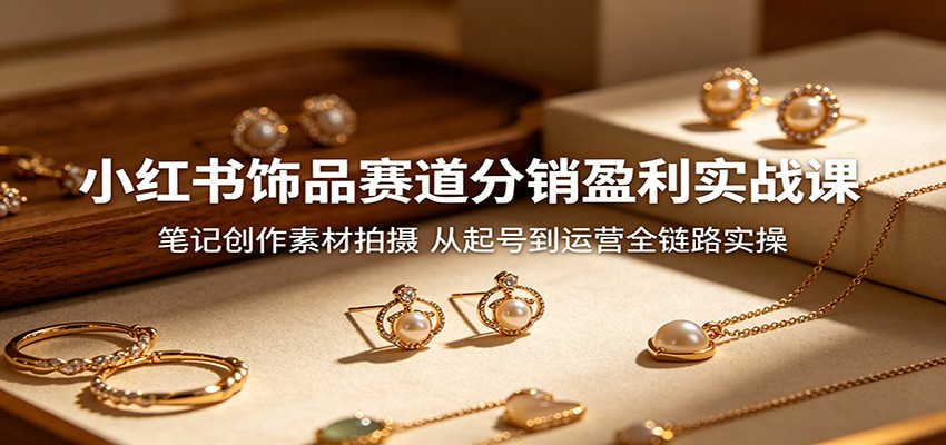 小红书饰品赛道分销盈利实战课:笔记创作素材拍摄,从起号到运营全链路实操-淘金社:轻创终点站