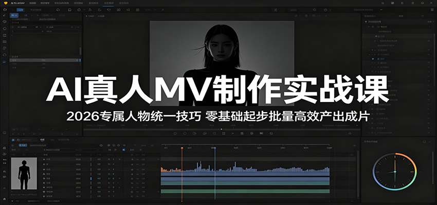 AI真人MV制作实战课：2026专属人物统一技巧，零基础起步批量高效产出成片-淘金社:轻创终点站