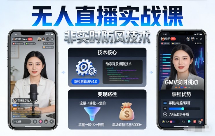 宝子哥无人直播实战课，非实时防风技术，聚焦抖音快手等平台直播带货，轻松开启直播变现之路(更新2026年5月17日)-淘金社:轻创终点站