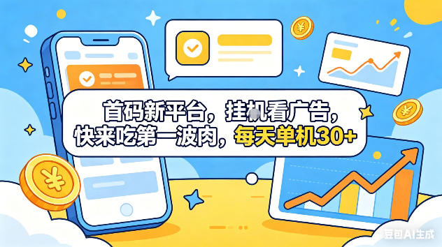 首码新平台，挂G自动看广告，快来吃第一波肉，每天单机30+，可矩阵放大【揭秘】-淘金社:轻创终点站