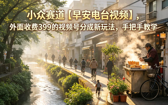 小众赛道【早安电台视频】，外面收费399的视频号分成新玩法，手把手教学-淘金社:轻创终点站