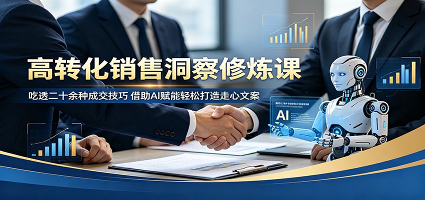 高转化销售洞察修炼课：吃透二十余种成交技巧，借助AI赋能轻松打造走心文案-淘金社:轻创终点站