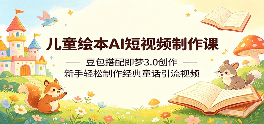 儿童绘本AI短视频制作课：豆包搭配即梦3.0创作，新手轻松制作经典童话引流视频-淘金社:轻创终点站