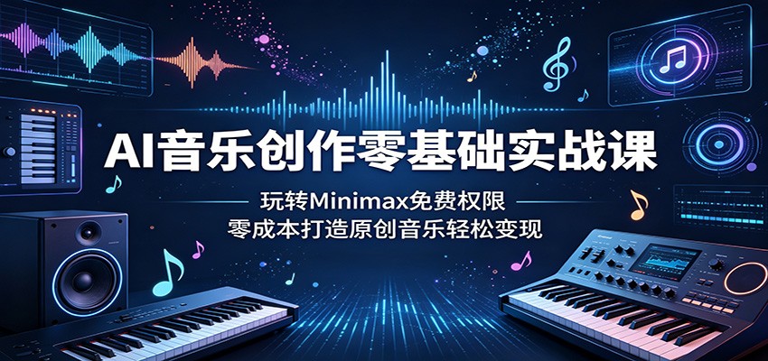 AI音乐创作零基础实战课:玩转Minimax免费权限,零成本打造原创音乐轻松变现-淘金社:轻创终点站
