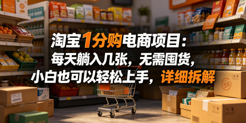 淘宝1分购电商项目：每天躺入几张，无需囤货，小白也可以轻松上手，详细拆解-淘金社:轻创终点站