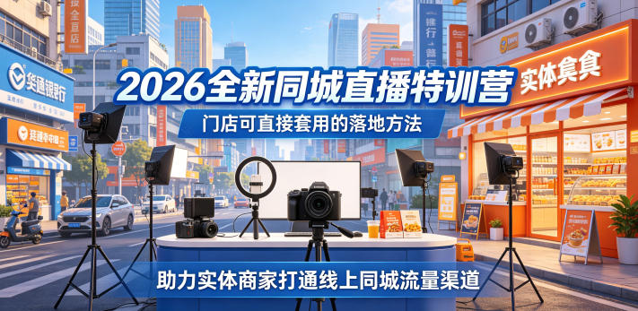 2026全新同城直播特训营，门店可直接套用的落地方法，助力实体商家打通线上同城流量渠道-淘金社:轻创终点站