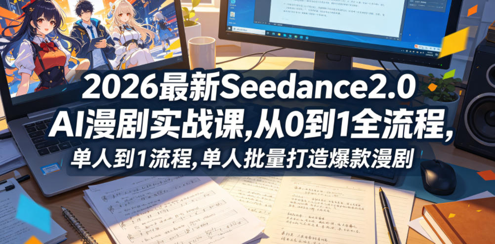 2026最新Seedance2.0 AI漫剧实战课,,从0到1全流程,单人批量打造爆款漫剧-淘金社:轻创终点站