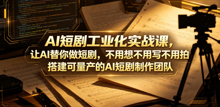 AI短剧工业化实战课,让AI替你做短剧,不用想不用写不用拍,搭建可量产的AI短剧制作团队-淘金社:轻创终点站