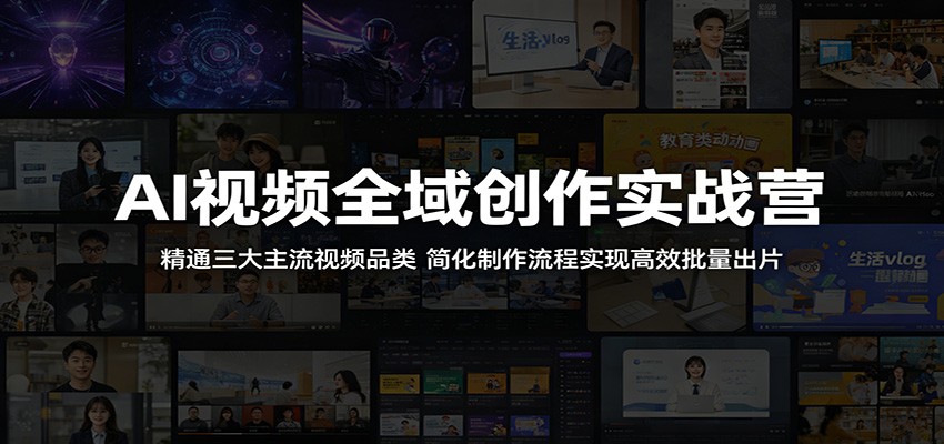 AI视频全域创作实战营：精通三大主流视频品类，简化制作流程实现高效批量出片-淘金社:轻创终点站