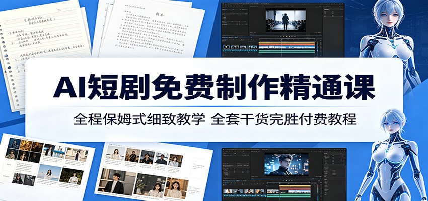 AI短剧免费制作精通课:全程保姆式细致教学,全套干货完胜付费教程-淘金社:轻创终点站