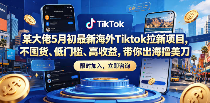 某大佬5月初最新海外Tiktok拉新项目,不囤货、低门槛、高收益,带你出海撸美刀-淘金社:轻创终点站