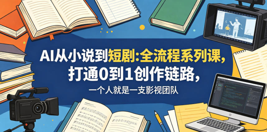 AI从小说到短剧全流程系列课,打通0到1创作链路,一个人就是一支影视团队-淘金社:轻创终点站