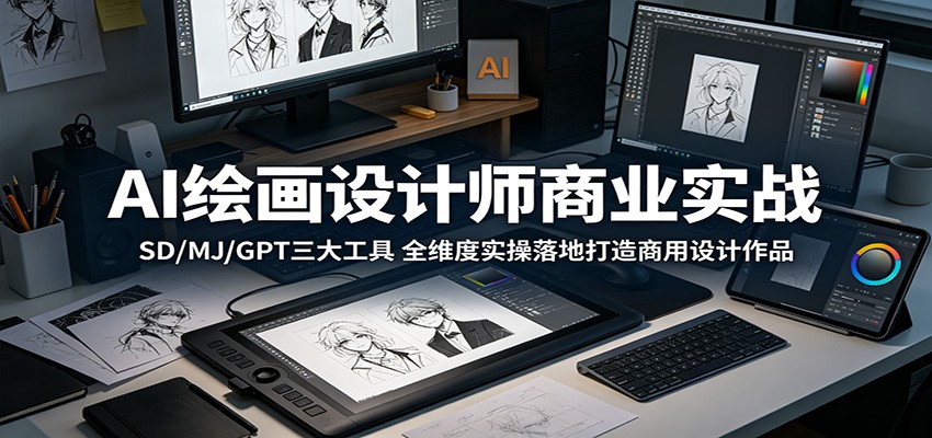 AI绘画设计师商业实战：SD/MJ/GPT三大工具，全维度实操落地打造商用设计作品-淘金社:轻创终点站