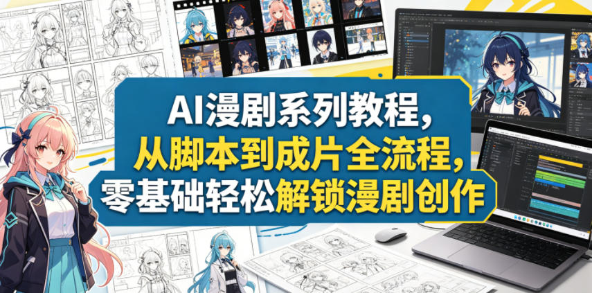 AI漫剧系列教程，从脚本到成片全流程，零基础轻松解锁漫剧创作-淘金社:轻创终点站
