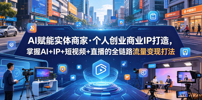AI赋能实体商家·个人创业商业IP打造，掌握AI+IP+短视频+直播的全链路流量变现打法-淘金社:轻创终点站