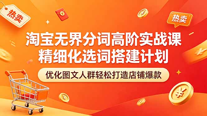 淘宝无界分词高阶实战课 精细化选词搭建计划 优化图文人群轻松打造店铺爆款-淘金社:轻创终点站