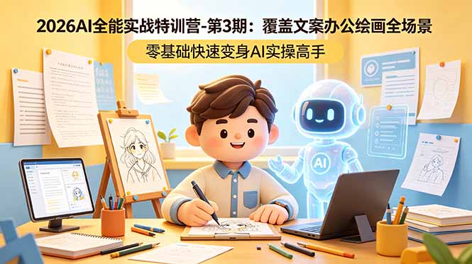 2026AI全能实战特训营-第3期:覆盖文案办公绘画全场景 零基础快速变身AI实操高手-淘金社:轻创终点站