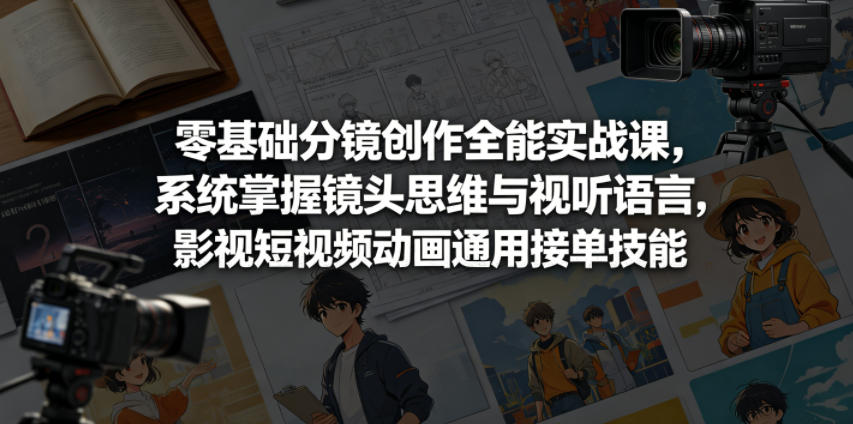 零基础分镜创作全能实战课,系统掌握镜头思维与视听语言,影视短视频动画通用接单技能-淘金社:轻创终点站
