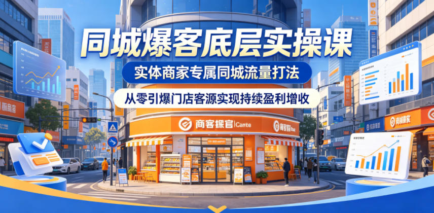 同城爆客底层实操课，实体商家专属同城流量打法，从零引爆门店客源实现持续盈利增收-淘金社:轻创终点站